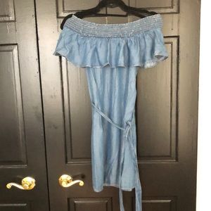 Denim off the shoulder dress